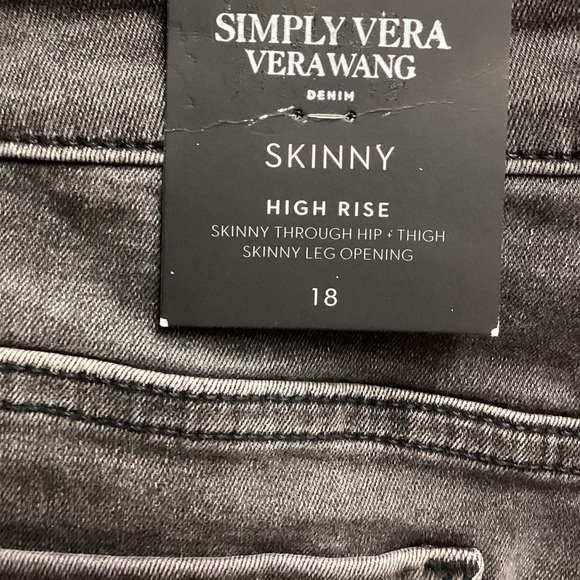 Simply Vera Skinny , high rise, power stretch brown jeans size 18 - Picture 5 of 7